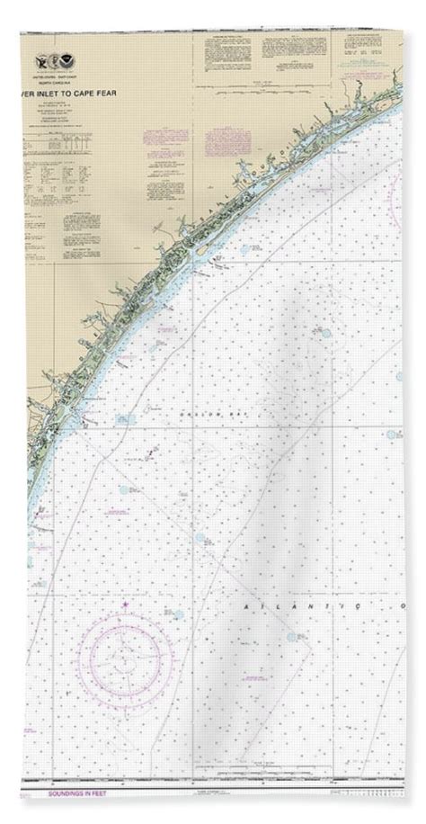 Nautical Chart 11539 New River Inlet Cape Fear Beach Towel Nautical Products For Sea Lovers