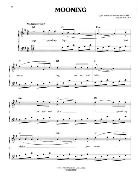 Sheet Music With The Words Mooning Written On It