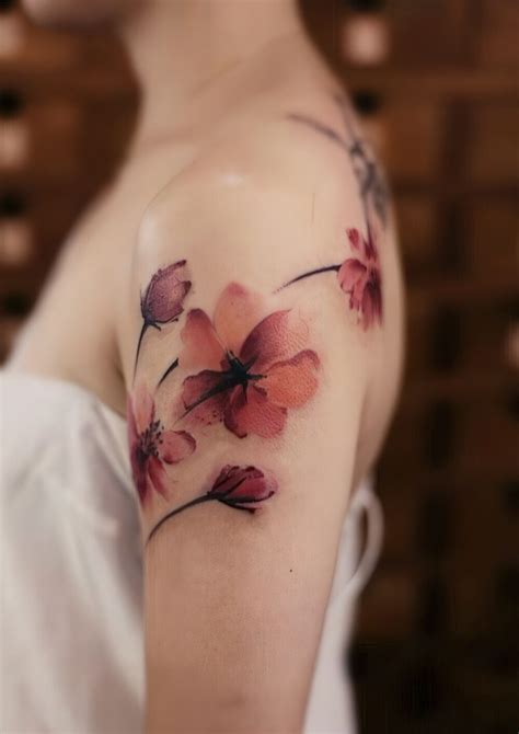 Picture Of Bold Shoulder Floral Tattoo