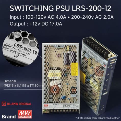 Jual Meanwell Lrs Switching Power Supply V A Adaptor Nes Lrs