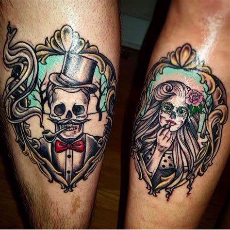 Couples skeleton/skull tattoos! His and hers. | Skull couple tattoo ...