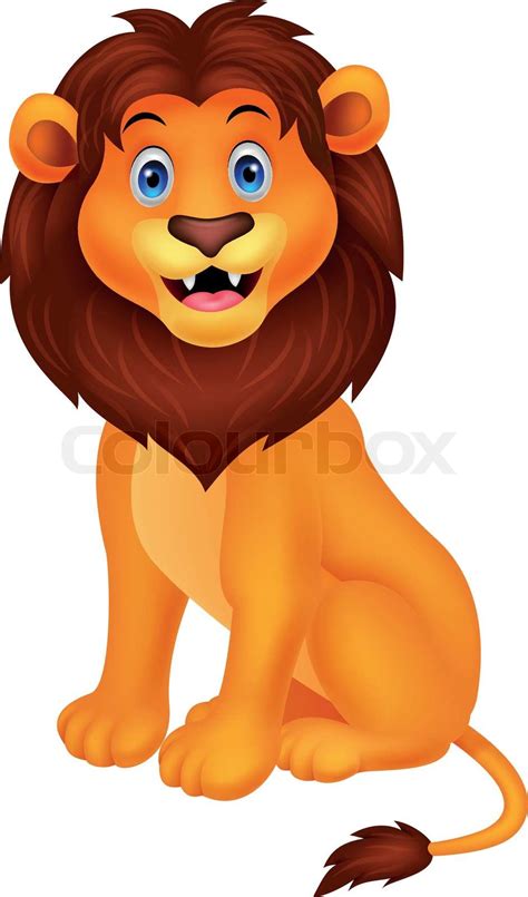 Cute Lion Cartoon Sitting Stock Vector Colourbox