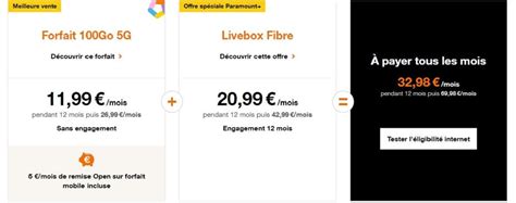 Menu Open dOrange des offres internet et forfaits mobiles à la carte