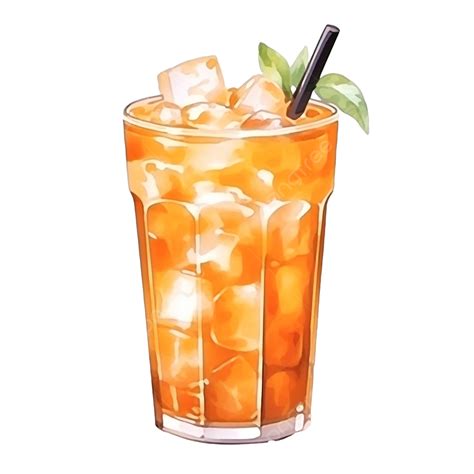 Watercolor Thai Tea Watercolor Thai Tea Png Transparent Image And