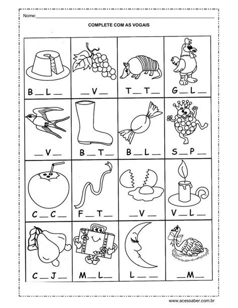 Complete Com As Vogais Math Literacy Literacy Worksheets Literacy