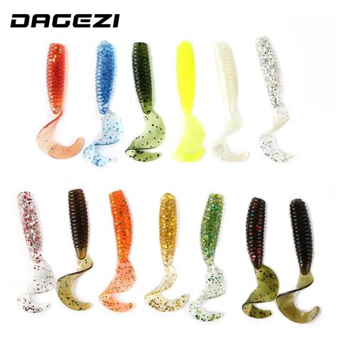 DAGEZI Soft Bait 13pcs Lot 1g 55mm Long Tail Soft Lure Curly Tail