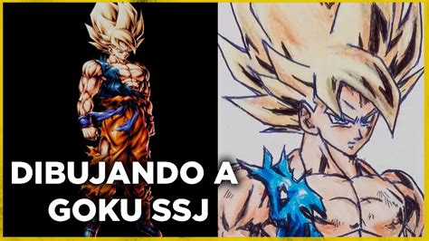 Dibujando a Goku SSJ con estilógrafo y prismacolor usando una foto de