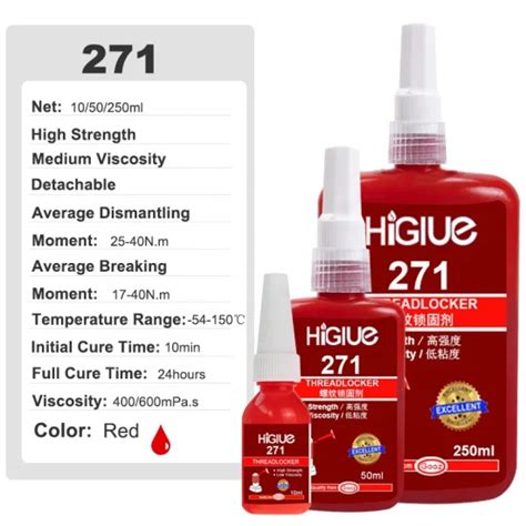 Loctit Permanent Heavy Duty Nutbolt Locker Threadlocker Red 271