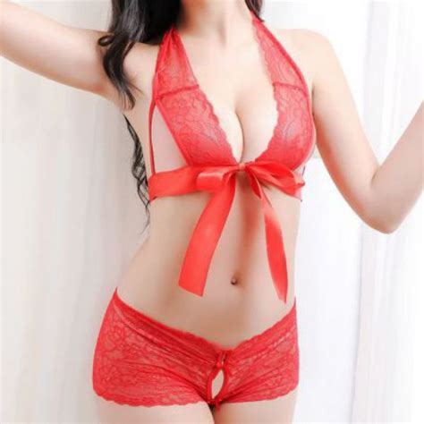 Promo B Bra Set Sexy Bikini Bralette Halter Merah Transparan Ikat Depan Jakarta Pusat