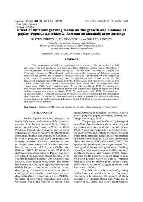 Pdf Effect Of Different Growing Media On The Growth And Biomass Of