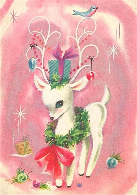 Vintage Christmas Card Vintage Christmas Cards Reindeer Christmas