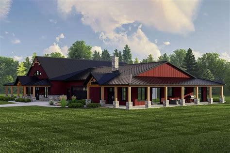 Plan Gra Expanded Farmhouse Inspired Barndominium Style House