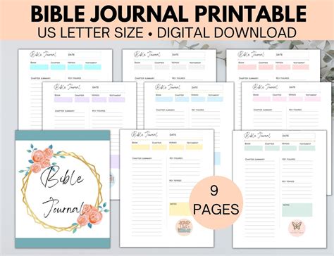 Bible Study Journal Printable, Printable Bible Journal, Scripture Journal, Bible Notes, Bible ...