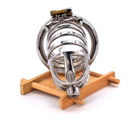 Chastity Cage With Silicone Urethral Sound Lace And Leather