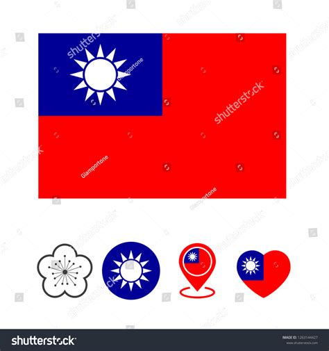 Flag Taiwan National Symbols Collection Stock Vector Royalty Free