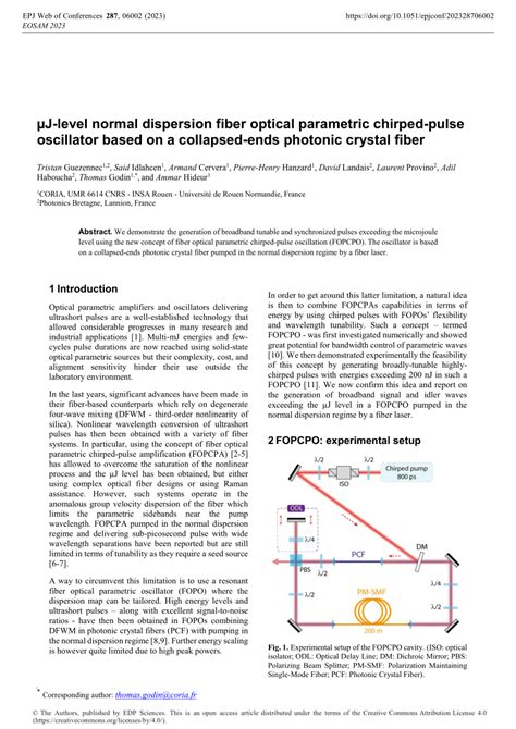 Pdf J Level Normal Dispersion Fiber Optical Parametric Chirped Pulse