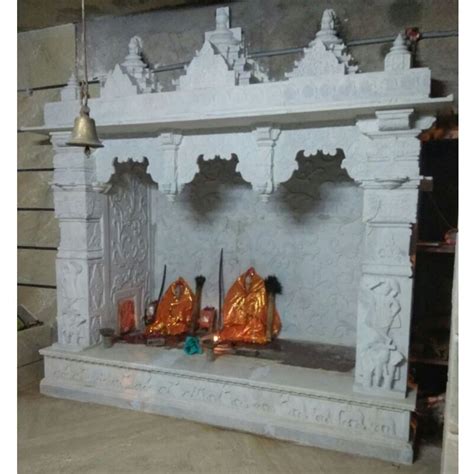 Indoor White Carved Marble Temple For Worship Size 4 Feet Height