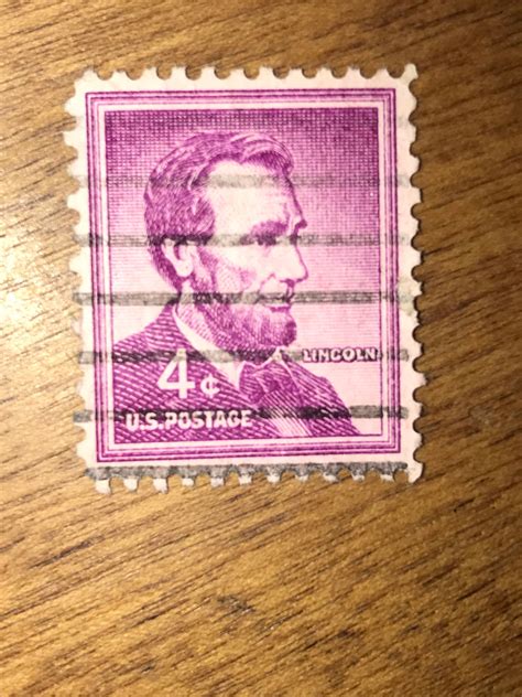 Vintage U S Abe Lincoln Cent Purple Stamp Etsy Uk