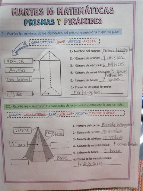 Prisma Y Pir Mides Escribe Los Nombres De Los Elementos Del Prisma Y