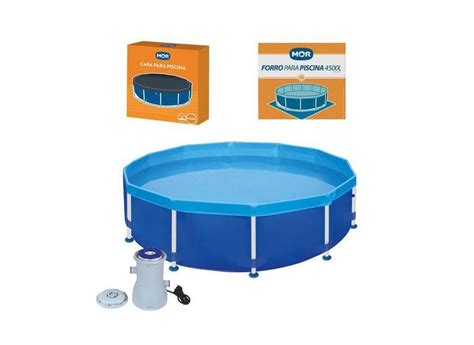 Kit Piscina 4500 Litros Capa Forro Filtro Mor O Melhor