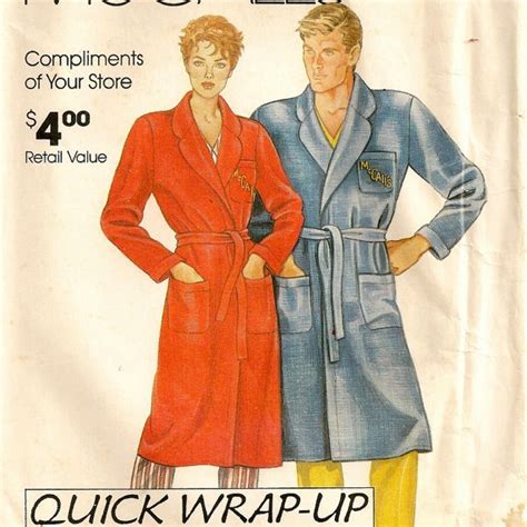 Classic Wrap Robe Pattern For Men And Women Uncut Sizes Etsy Mccalls