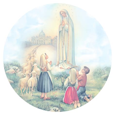 Nossa Senhora De Fatima E Os 3 Pastorinhos - Painel 3d Festa Redondo 1,50 Malha Sublimado Religioso Nossa Senhora de ...