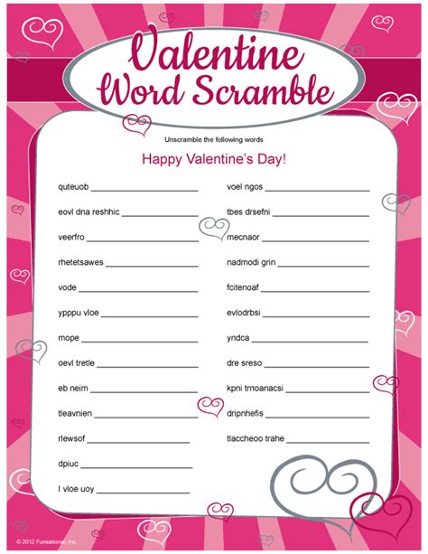 6 Easy Valentines Day Word Scramble For Kids