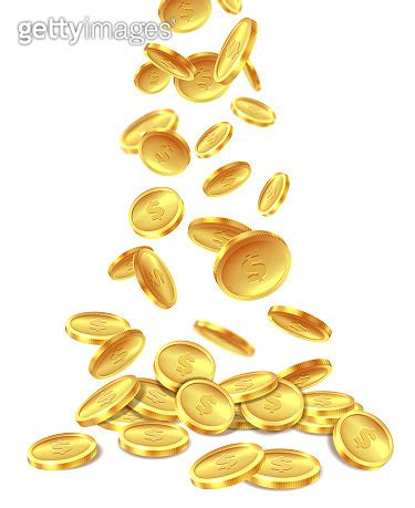 Gold Coins Pile Golden Coin Money Heap Cash Wealth Flying Metal