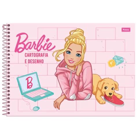 Caderno Cartografia E Desenho Capa Dura Espiral Folhas Barbie