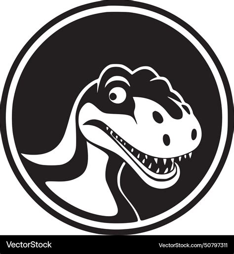 Dino Black And White Isolated Icon Royalty Free Vector