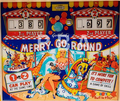 Merry Go Round Gottlieb Backglass Pinball Art Usa