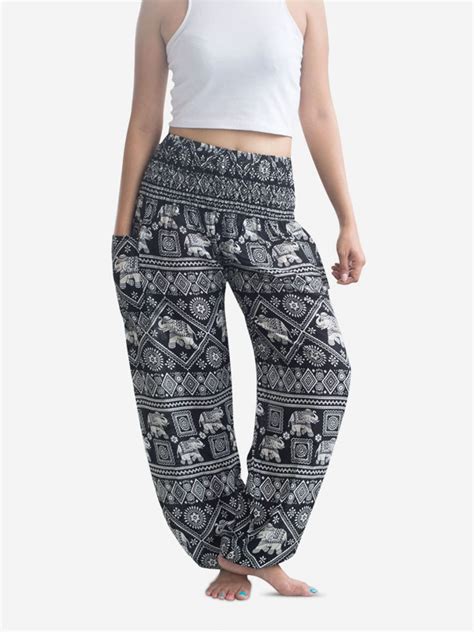 Black Elephant Thai Harem Pants Lanna Soul