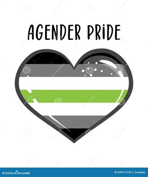 Agender Pride Heart Symbol Rainbow Heart Sticker Pride Banner Stock