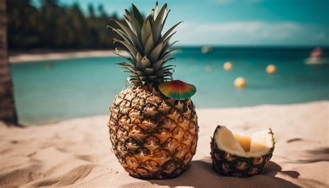 Premium Ai Image A Refreshing Pina Colada Slice Of Pineapple And