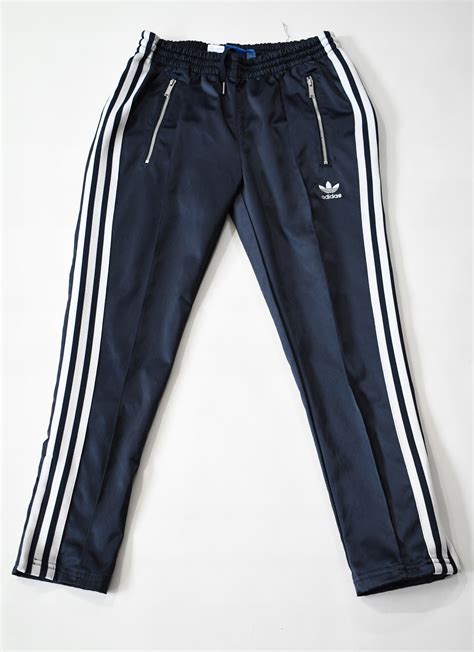 Adidas Markowe Spodnie Dresowe Paski Logo Granat Zip Na Dole Xs