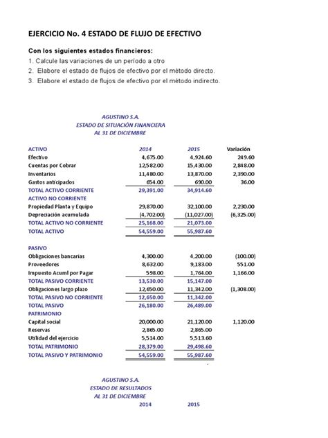 Ejercicio No 4 Estado De Flujo De Efectivo Resuelto Activo Fijo Estado De Flujo De Efectivo