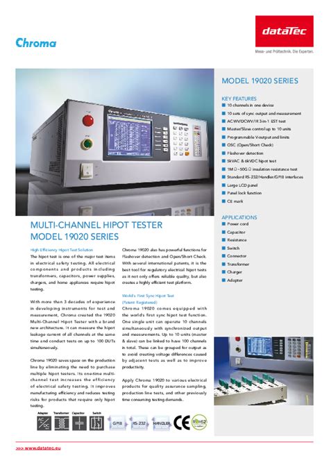 19020 4 Multi Channel Hipot Tester 4 Channel For Synchronous