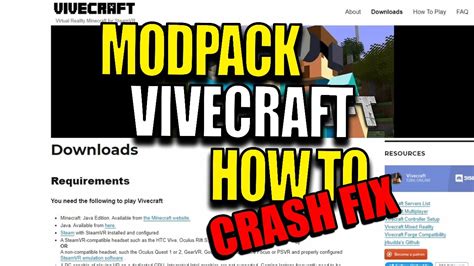 How To Fix Vivecraft Crash In Minecraft Modpacks Youtube