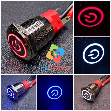 Jual Tombol Push Button 16mm LED Momentary Latching Switch Saklar