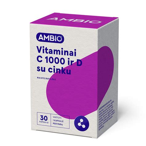 Ambio Vitaminai C 1000 Ir D Su Cinku 30 Kapsulių Gintarinė Vaistinė