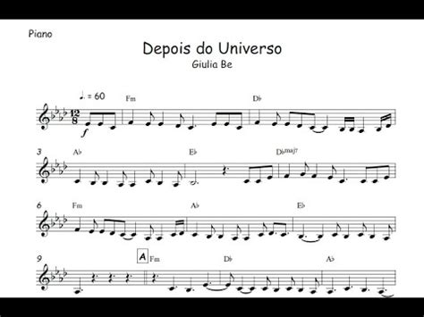 Depois Do Universo Giulia Bepartitura Mel Dica Cifra Teclado