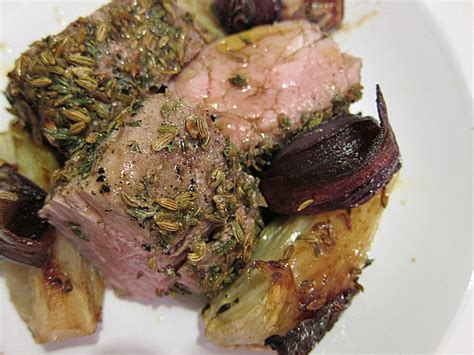 Holiday Fennel Roasted Pork Tenderloin With Sweet Red Onions For Two