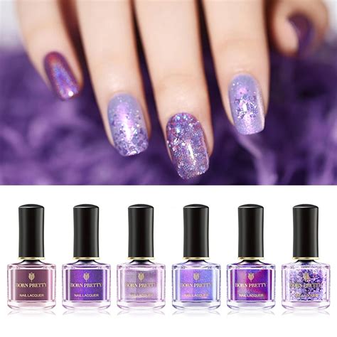 BORN PRETTY Holo Glitter Nail Polish Selected Purple Series Nail