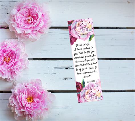 Peace Bible Verses Bookmarks & Peony Flowers Scripture Gift - Etsy