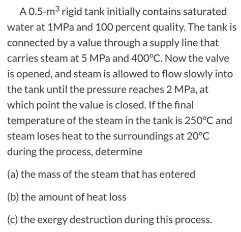 Solved A M Rigid Tank Initially Contains Saturated Chegg