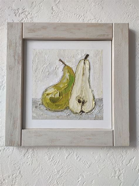 Натюрморт с грушами маслом Парочка Небольшая картина in Nude art Painting Art
