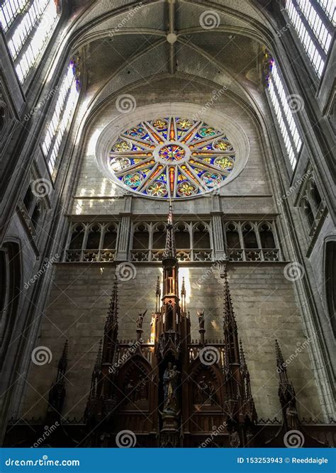 Stained Glass and Altar in OrlÃans CathÃdrale Editorial Stock Photo