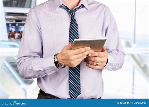 Businessman Holding A Digital Tablet Stock Image Image Of Finger