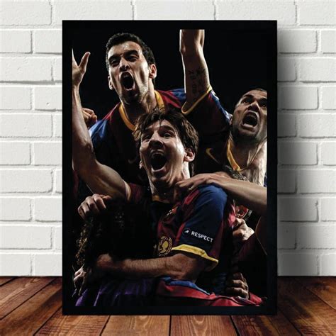 Quadro Barcelona Messi Comemoração A3 Moldura 33 x 45 cm