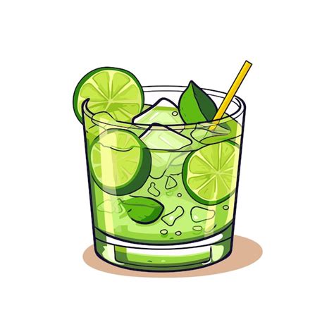 Premium Vector Cartoon Caipirinha Hd Contour Flat Color Cartoon